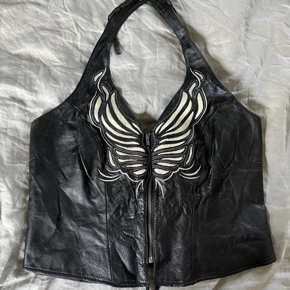Harley Davidson Leather Butterfly Halter Vest 🦋